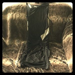 Form fitting black and silver sequins dress